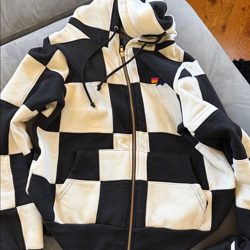 SOLD OUT Aviator Nation Check Quilt Zip Hoodie M - Picture 5 of 5